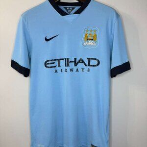 Manchester City Home 2014 Soccer Nike Jersey Mens M Trikot Blue